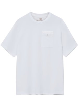 Smooth T-shirt with silk content and breast pocket