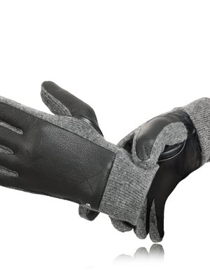 Gants en cuir avec détails tricotés et doublure douce