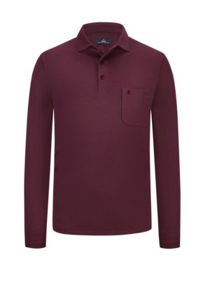 Poloshirt met lange mouwen in zacht bicolor-breisel