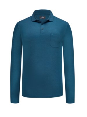 Poloshirt met lange mouwen in zacht bicolor-breisel