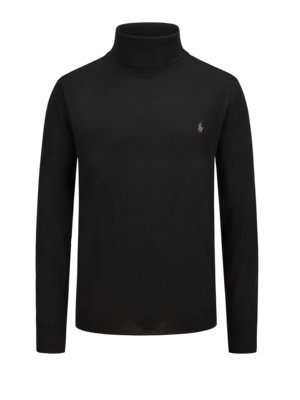 Lightweight turtleneck sweater with embroidered polo player