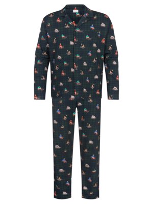 Pyjamas in jersey fabric with all-over sledge print