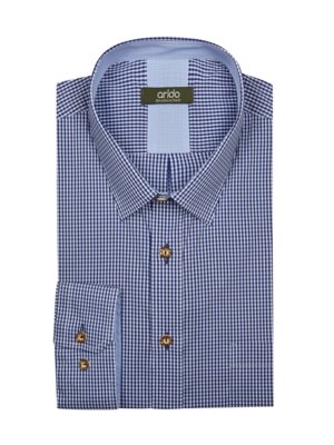 Traditional shirt with Vichy pattern and horn buttons, Comfort Fit