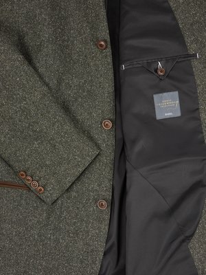 Jacket Ewald with pinpoint pattern and leather trim, Modern Fit