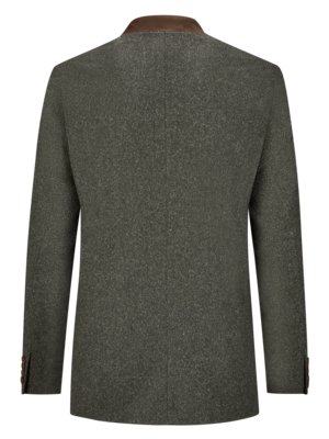 Veste autrichienne Ewald à motif pinpoint et garniture en cuir, Modern Fit