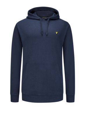 Unifarbener Hoodie aus Baumwolle mit Logo-Stickerei