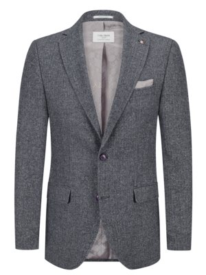 Veste blazer avec motif chevron et partie en soie, Modern Fit