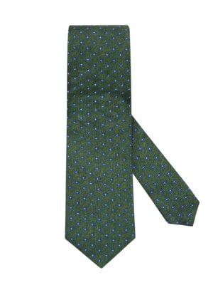 Silk tie with floral stitching