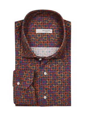 Chemise en velours milleraies à motif géométrique