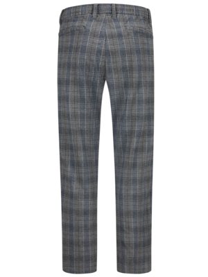 Trousers with elastic waistband and glen check pattern