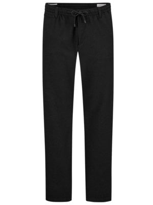 Trousers with elastic waistband and drawcord