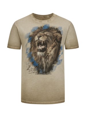 T-Shirt mit großem Löwen-Motiv aus Bio-Baumwolle