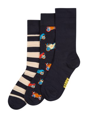 3-pack of socks with different motifs