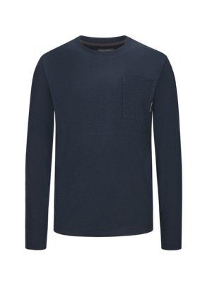 Long-sleeved cotton top in a mottled look, Regular Fit