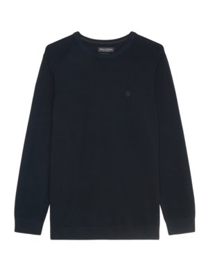 Pullover piqué en coton avec petit logo brodé