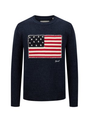 Heavy sweater in a cotton blend with flag intarsia