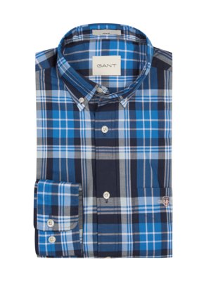 Checked shirt in poplin fabric with embroidered logo