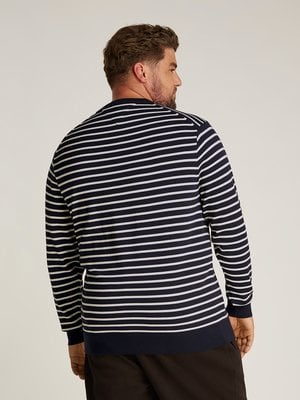 Cotton sweater with stripes and embroidered logo