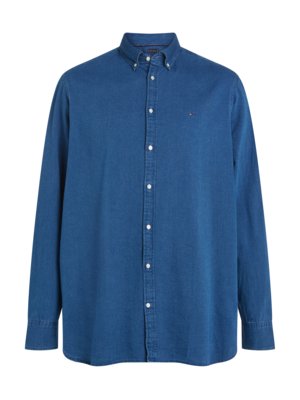 Shirt in a denim look with embroidered logo, Regular Fit