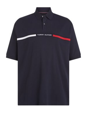 Polo shirt in piqué fabric with label lettering and stretch fabric