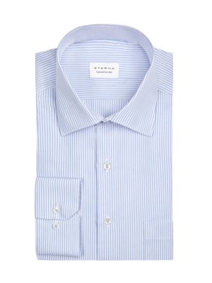 Striped shirt with textured collar lining