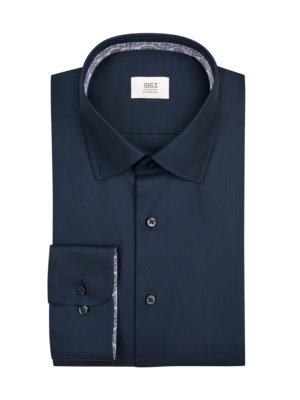 Shirt with patterned trim and fine twill texture, Comfort Fit