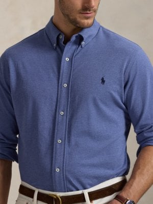 Athletic shirt in piqué fabric with embroidered polo rider