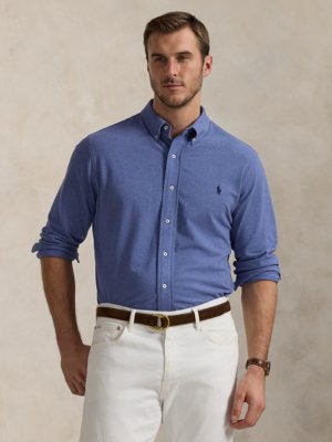 Athletic shirt in piqué fabric with embroidered polo rider