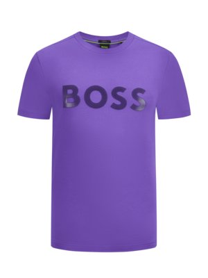 Stretch T-shirt met rubberen logo-embleem