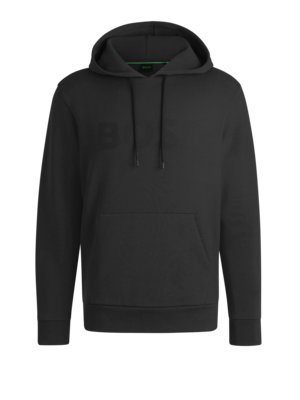 Unifarbener Hoodie mit gummiertem Logo-Print