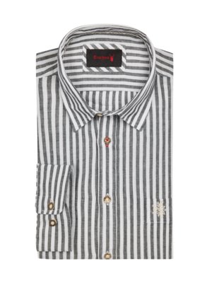 Traditional shirt with woven stripes and roll-up sleeves