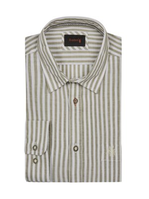 Traditional shirt with woven stripes and roll-up sleeves