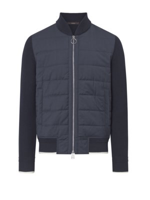 Blouson en mailles léger avec motif matelassé en laine mélangée, Regular Fit