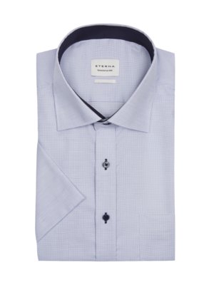 Patterned short-sleeved shirt with coloured trim, comfort fit