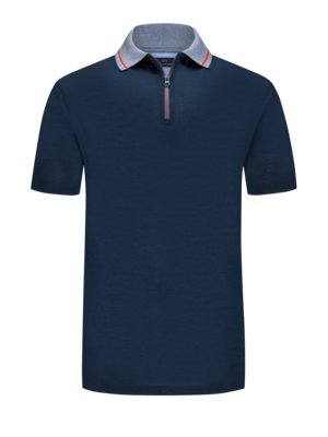 Polo shirt with short zip and contrasting details on the collar