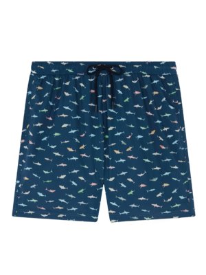 Smooth swim shorts with shark print