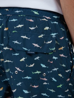 Short de bain lisse avec imprimé requins