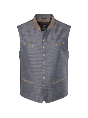 Traditional waistcoat with embroidered standing collar and lined back