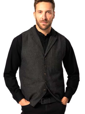 Tweed vest with lapel collar and knitted back in FLEXNAMIC® fabric