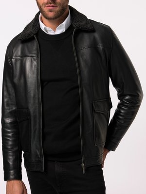 Lederjacke mit Teddykragen