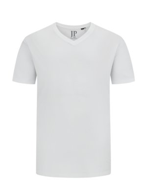 T-shirt en coton à l'aspect côtelé avec encolure en V