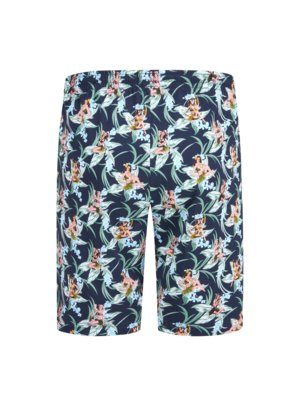 Elastische pyjamashort met tropische print