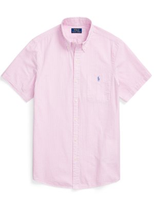 Chemise à manches courtes seersucker avec cavalier polo brodé