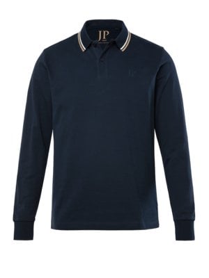 Langarm-Poloshirt mit Label-Stickerei und Kontrastkragen