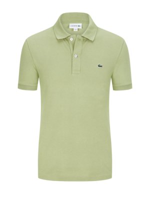 Světle zelená pánská polokošile s krátkým rukávem. Límec a zapínání na dva knoflíky. Na hrudi logo krokodýla. Značka Lacoste.