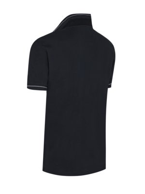 Stretch polo shirt with stripe accents and logo emblem