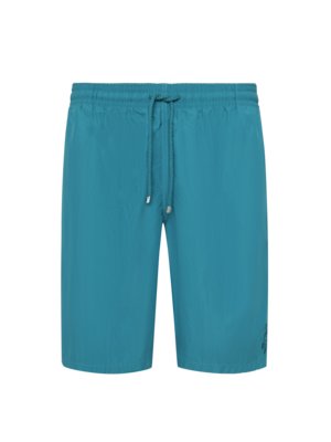 Quick-drying swim shorts with elastic waistband and drawstring