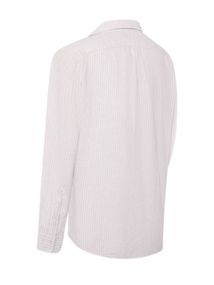 Gestreiftes Leinenhemd mit Button Down-Kragen