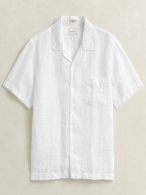 Short-sleeved linen shirt with chest pocket, regular fit
