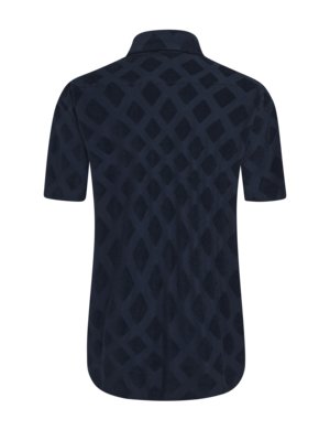 Short-sleeved shirt in cotton blend with terry applications